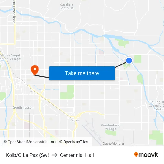 Kolb/C La Paz (Sw) to Centennial Hall map