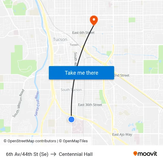 6th Av/44th St (Se) to Centennial Hall map