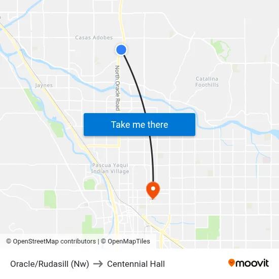 Oracle/Rudasill (Nw) to Centennial Hall map