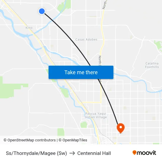 Ss/Thornydale/Magee (Sw) to Centennial Hall map