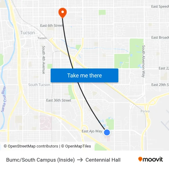 Bumc/South Campus (Inside) to Centennial Hall map