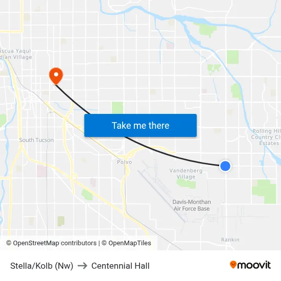 Stella/Kolb (Nw) to Centennial Hall map