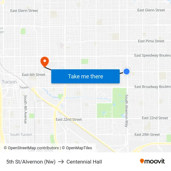 5th St/Alvernon (Nw) to Centennial Hall map