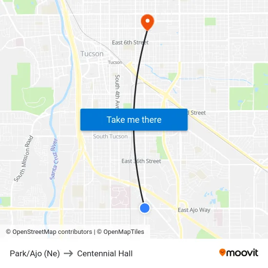 Park/Ajo (Ne) to Centennial Hall map