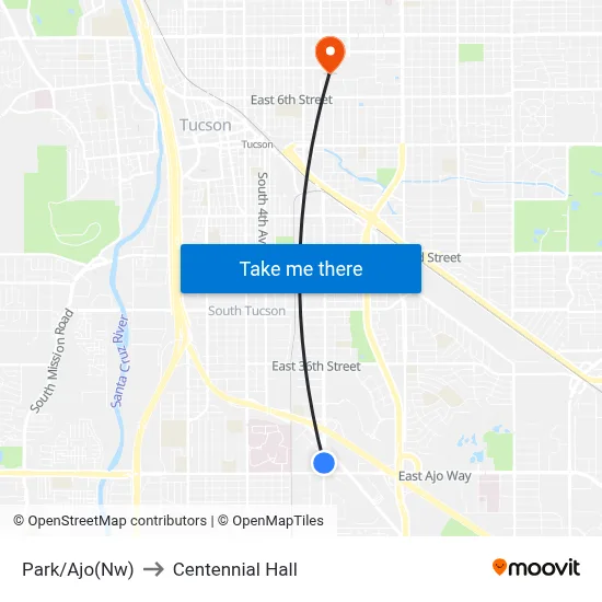 Park/Ajo(Nw) to Centennial Hall map
