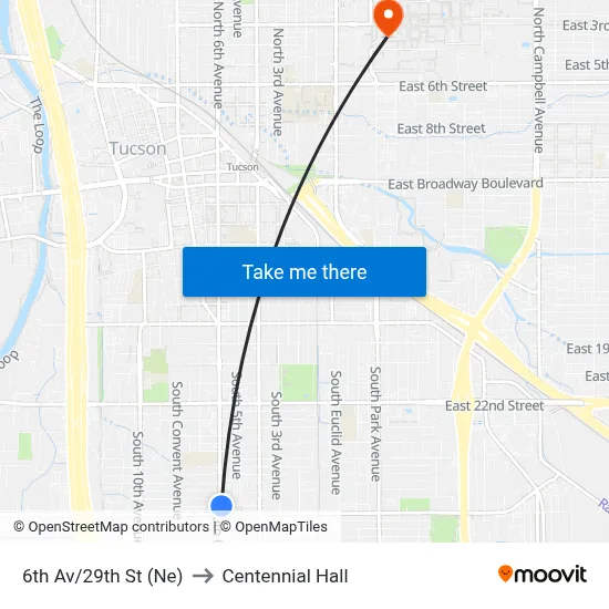 6th Av/29th St (Ne) to Centennial Hall map