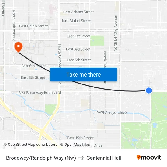 Broadway/Randolph Way (Nw) to Centennial Hall map