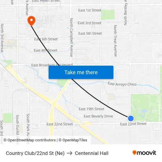 Country Club/22nd St (Ne) to Centennial Hall map