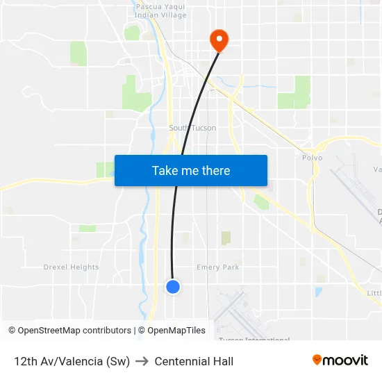 12th Av/Valencia (Sw) to Centennial Hall map