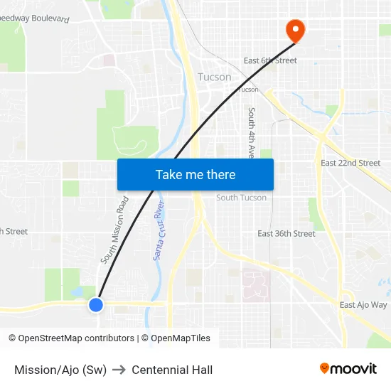 Mission/Ajo (Sw) to Centennial Hall map