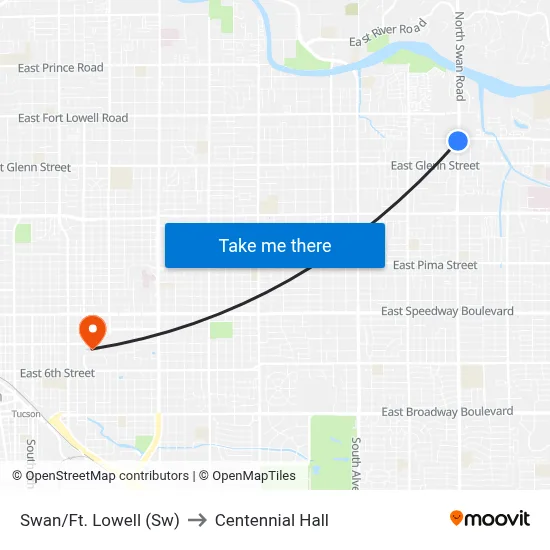 Swan/Ft. Lowell (Sw) to Centennial Hall map
