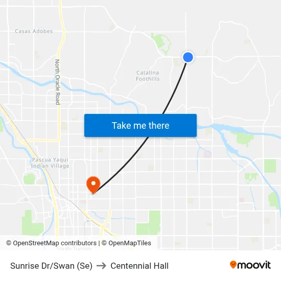 Sunrise Dr/Swan (Se) to Centennial Hall map