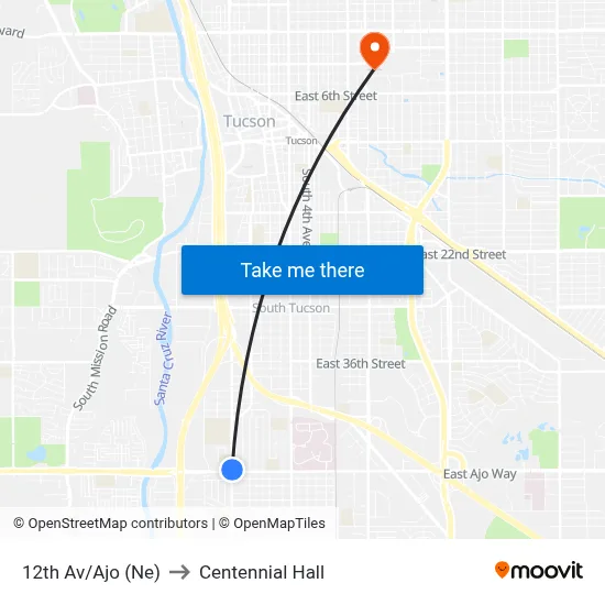 12th Av/Ajo (Ne) to Centennial Hall map
