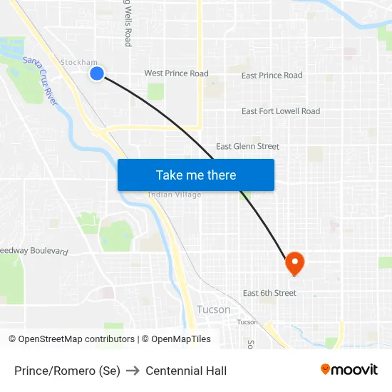 Prince/Romero (Se) to Centennial Hall map