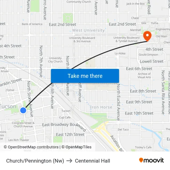 Church/Pennington (Nw) to Centennial Hall map