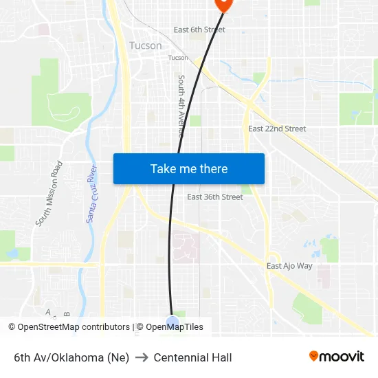 6th Av/Oklahoma (Ne) to Centennial Hall map