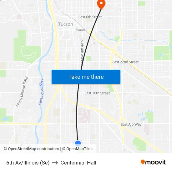 6th Av/Illinois (Se) to Centennial Hall map