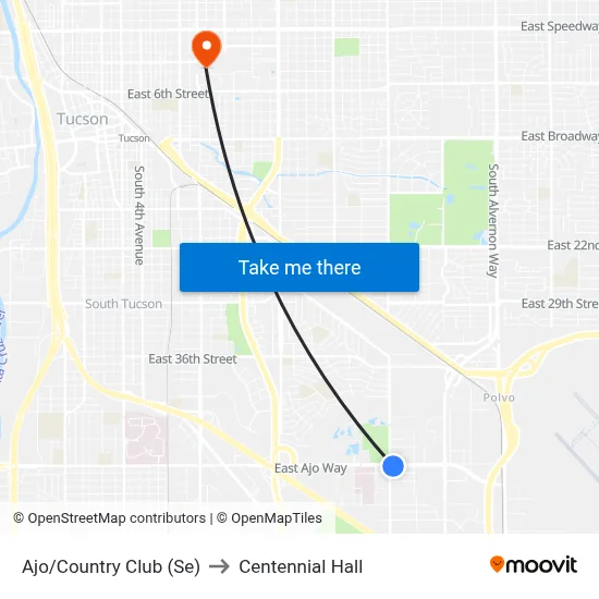 Ajo/Country Club (Se) to Centennial Hall map