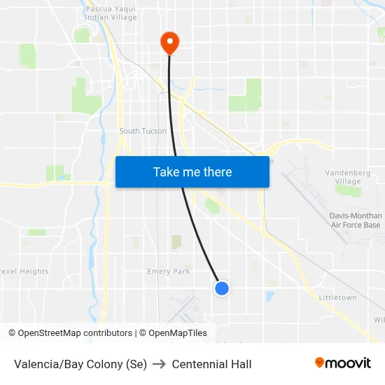 Valencia/Bay Colony (Se) to Centennial Hall map