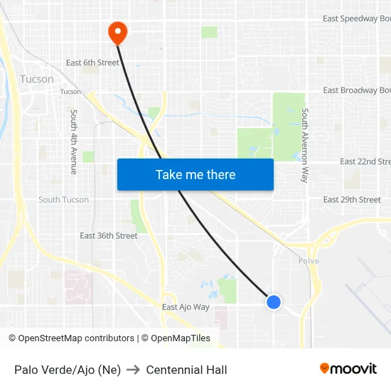 Palo Verde/Ajo (Ne) to Centennial Hall map