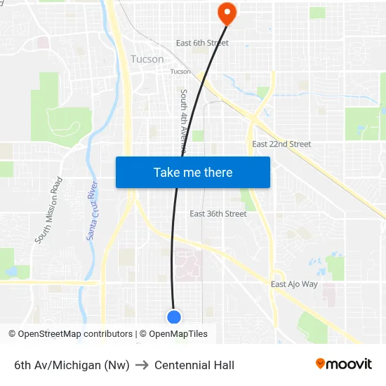 6th Av/Michigan (Nw) to Centennial Hall map
