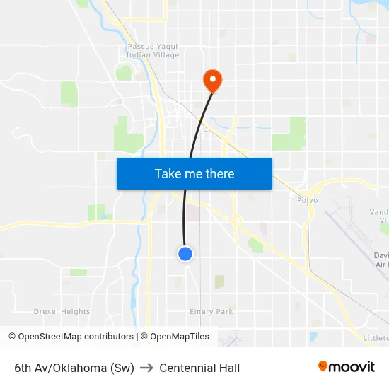 6th Av/Oklahoma (Sw) to Centennial Hall map