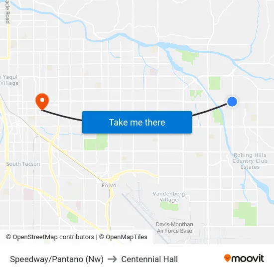 Speedway/Pantano (Nw) to Centennial Hall map