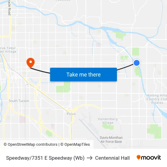 Speedway/7351 E Speedway (Wb) to Centennial Hall map
