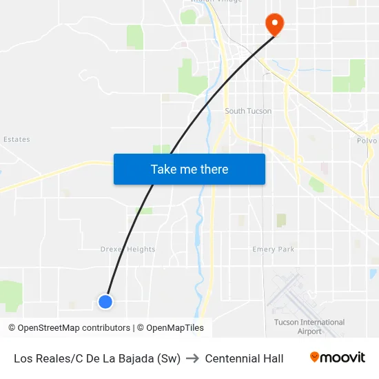 Los Reales/C De La Bajada (Sw) to Centennial Hall map