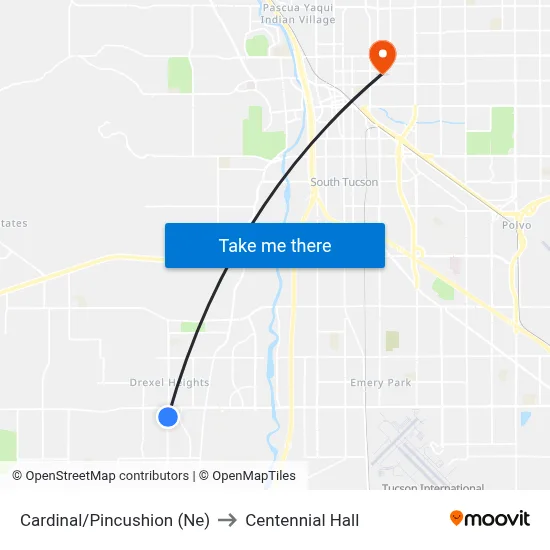 Cardinal/Pincushion (Ne) to Centennial Hall map