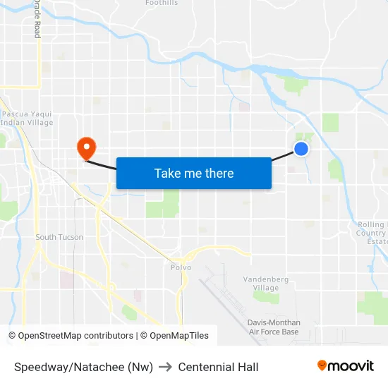 Speedway/Natachee (Nw) to Centennial Hall map
