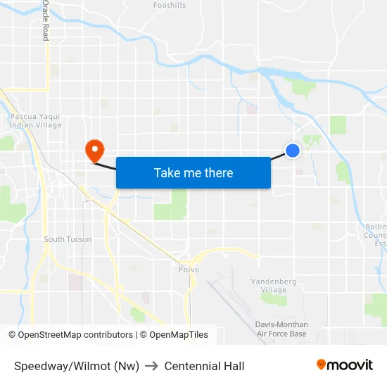 Speedway/Wilmot (Nw) to Centennial Hall map