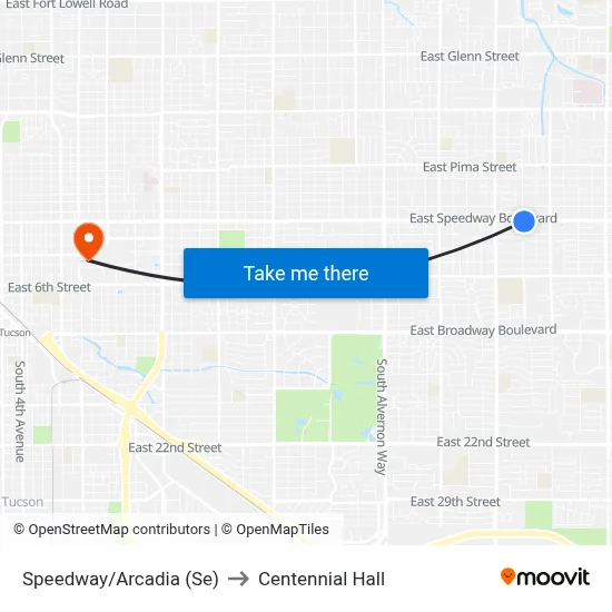 Speedway/Arcadia (Se) to Centennial Hall map