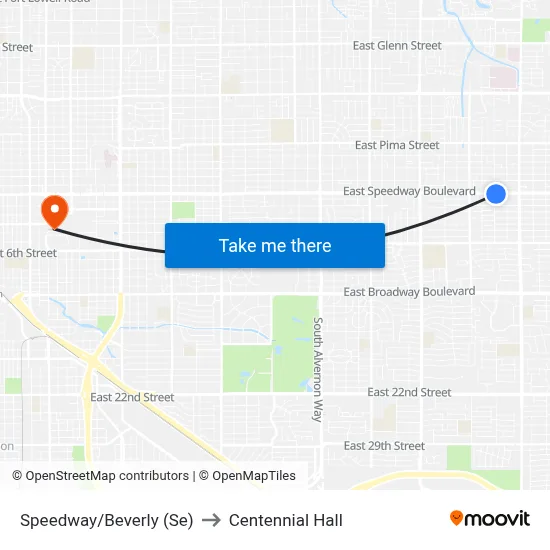 Speedway/Beverly (Se) to Centennial Hall map