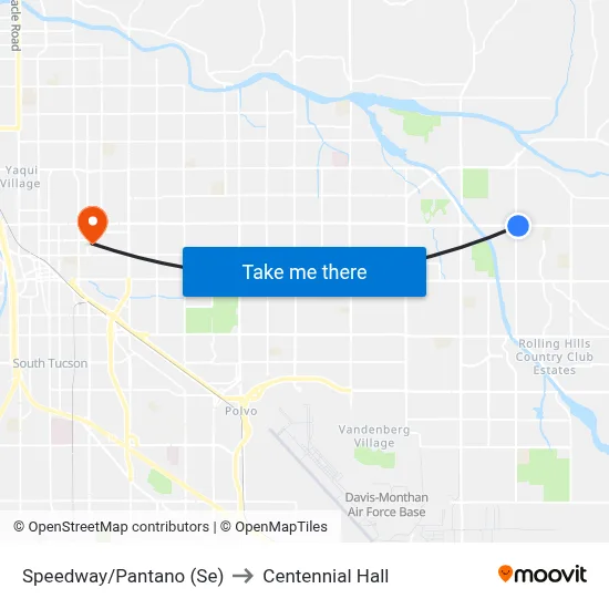 Speedway/Pantano (Se) to Centennial Hall map
