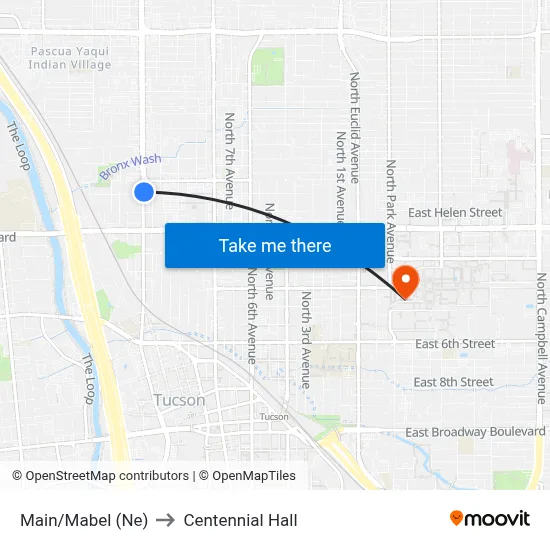 Main/Mabel (Ne) to Centennial Hall map