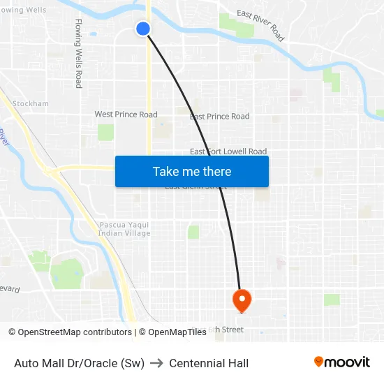 Auto Mall Dr/Oracle (Sw) to Centennial Hall map