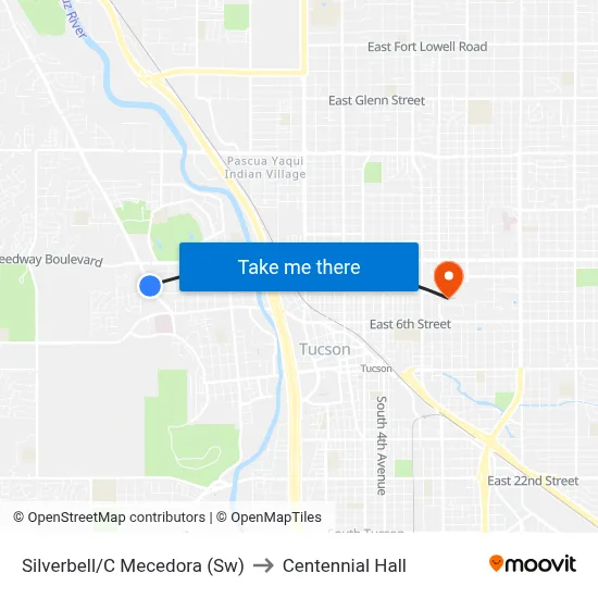Silverbell/C Mecedora (Sw) to Centennial Hall map