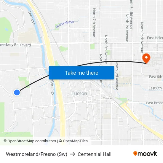 Westmoreland/Fresno (Sw) to Centennial Hall map