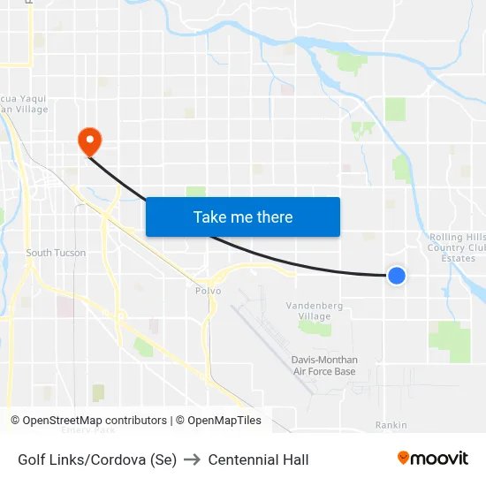 Golf Links/Cordova (Se) to Centennial Hall map