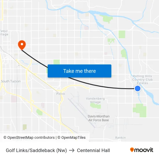 Golf Links/Saddleback (Nw) to Centennial Hall map