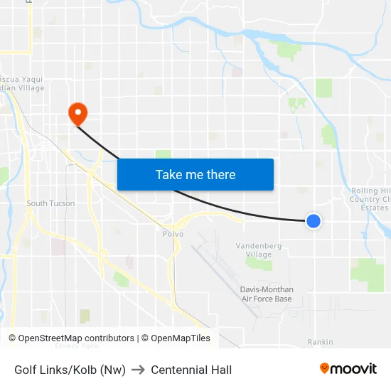 Golf Links/Kolb (Nw) to Centennial Hall map