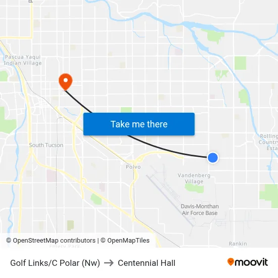 Golf Links/C Polar (Nw) to Centennial Hall map