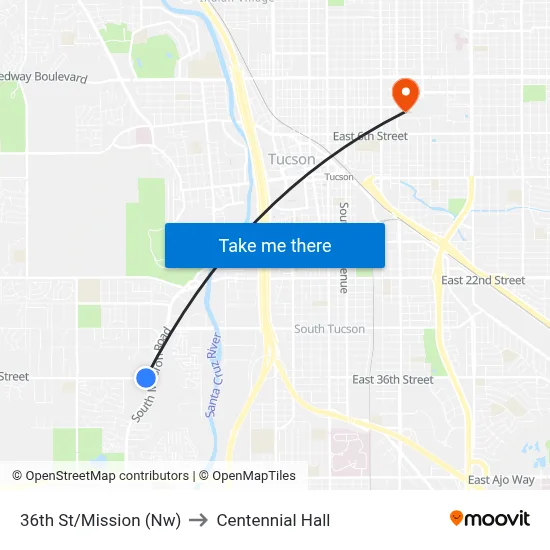 36th St/Mission (Nw) to Centennial Hall map