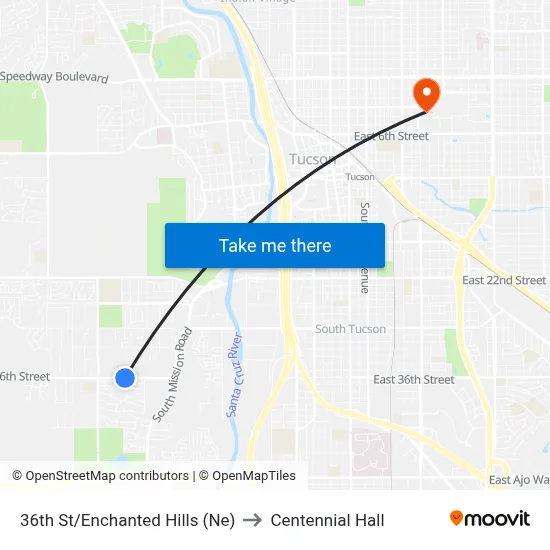 36th St/Enchanted Hills (Ne) to Centennial Hall map