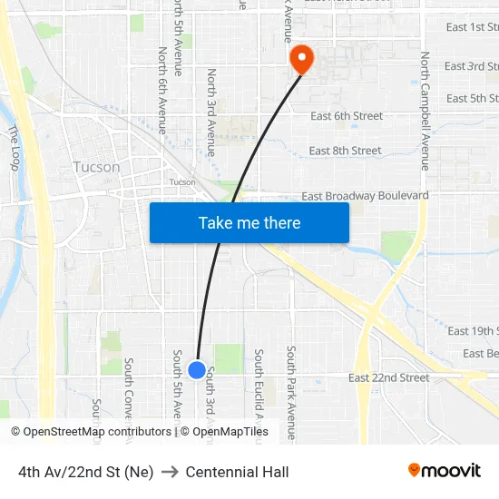 4th Av/22nd St (Ne) to Centennial Hall map