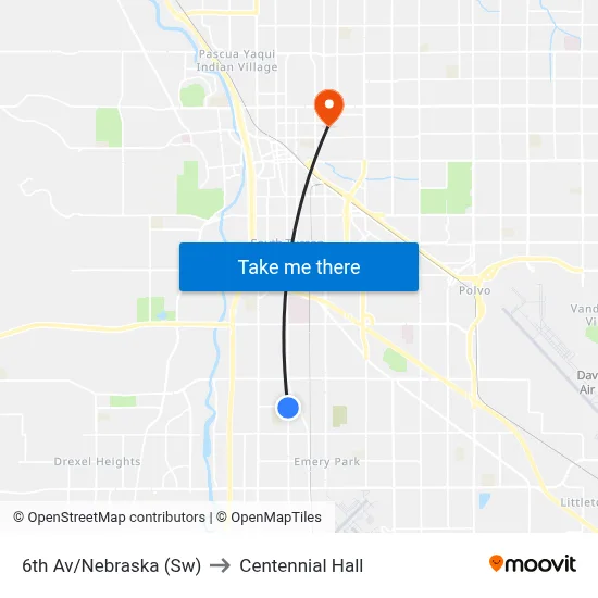 6th Av/Nebraska (Sw) to Centennial Hall map