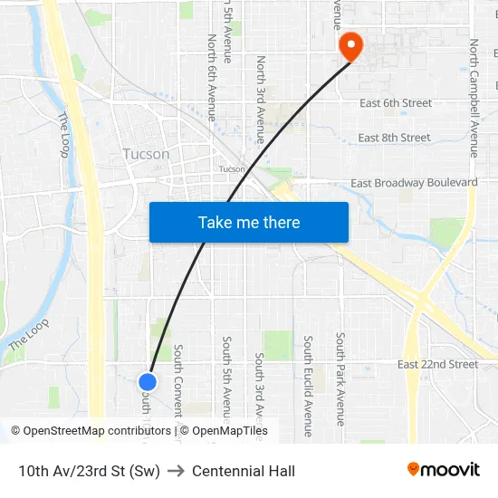 10th Av/23rd St (Sw) to Centennial Hall map