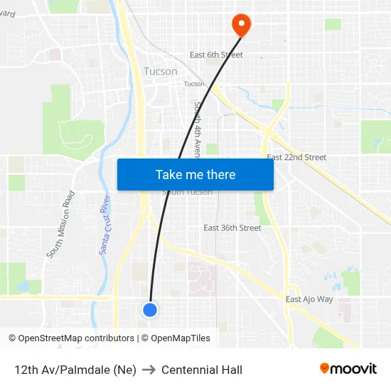 12th Av/Palmdale (Ne) to Centennial Hall map