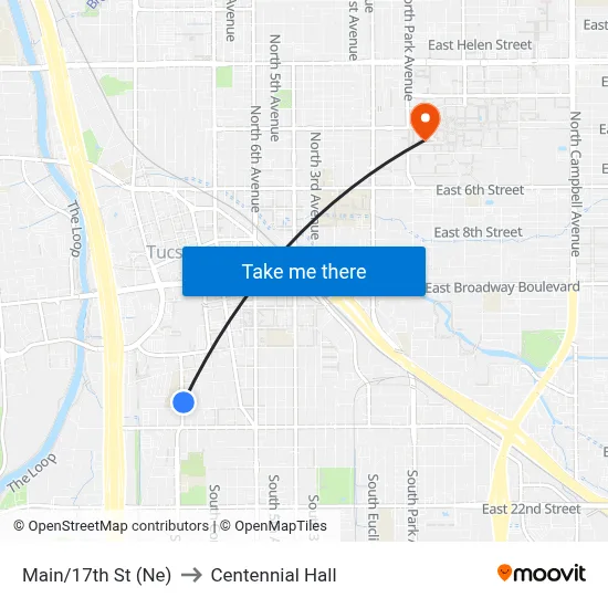 Main/17th St (Ne) to Centennial Hall map